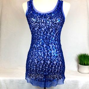 A'GACI Royal Blue Sequin Tank Top